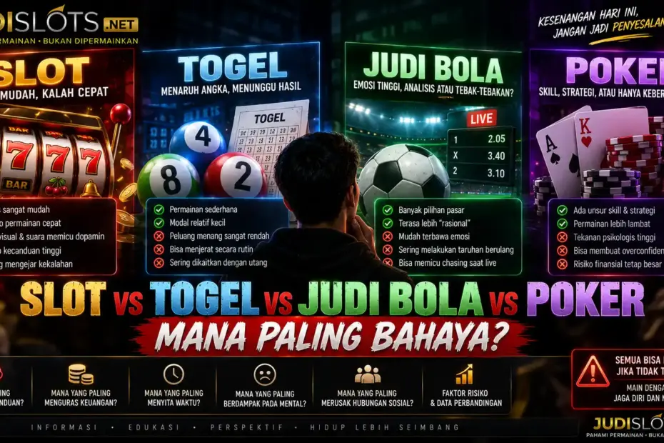 slot vs togel vs judi bola vs poker mana paling bahaya
