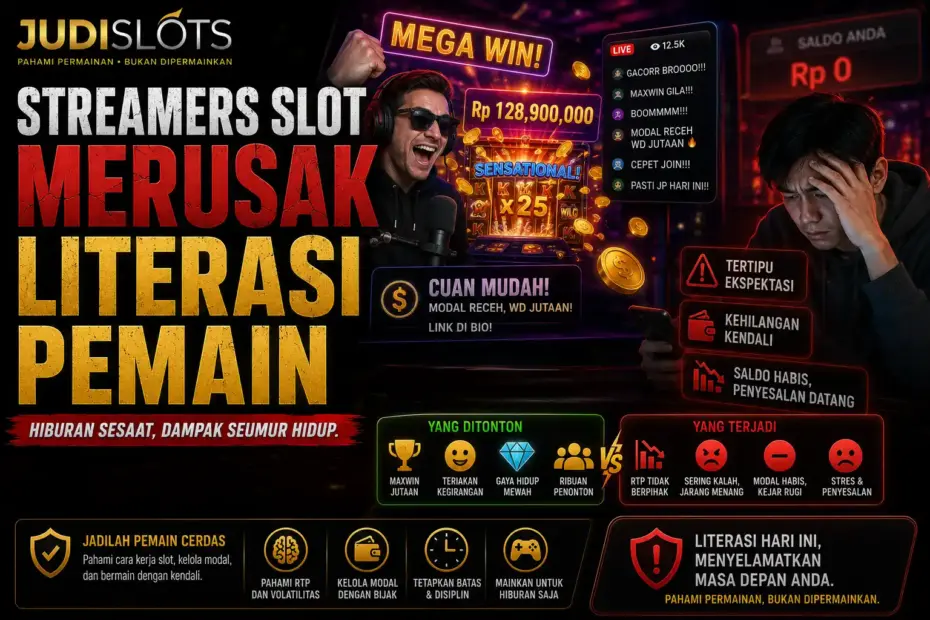 streamers slot merusak literasi pemain